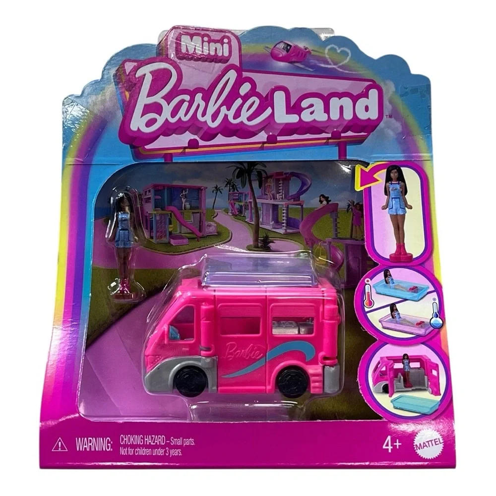 Barbie Mini BarbieLand Doll & Toy Vehicle Set 1.5-inch Barbie Doll & DreamCamper